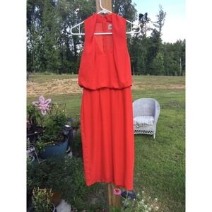 ASOS womens blouson dress sleeveless orange size 4 work back zip slit wedding